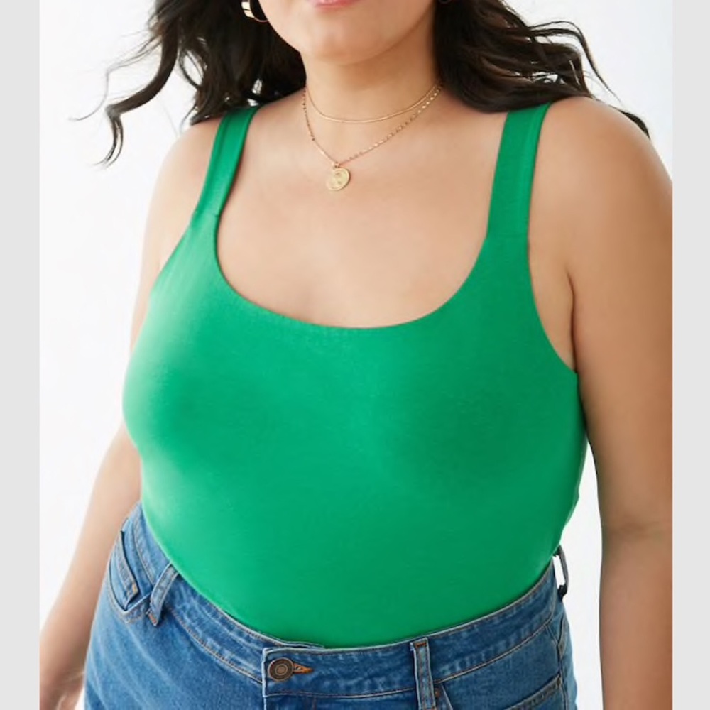 Plus size Green square neck crop top